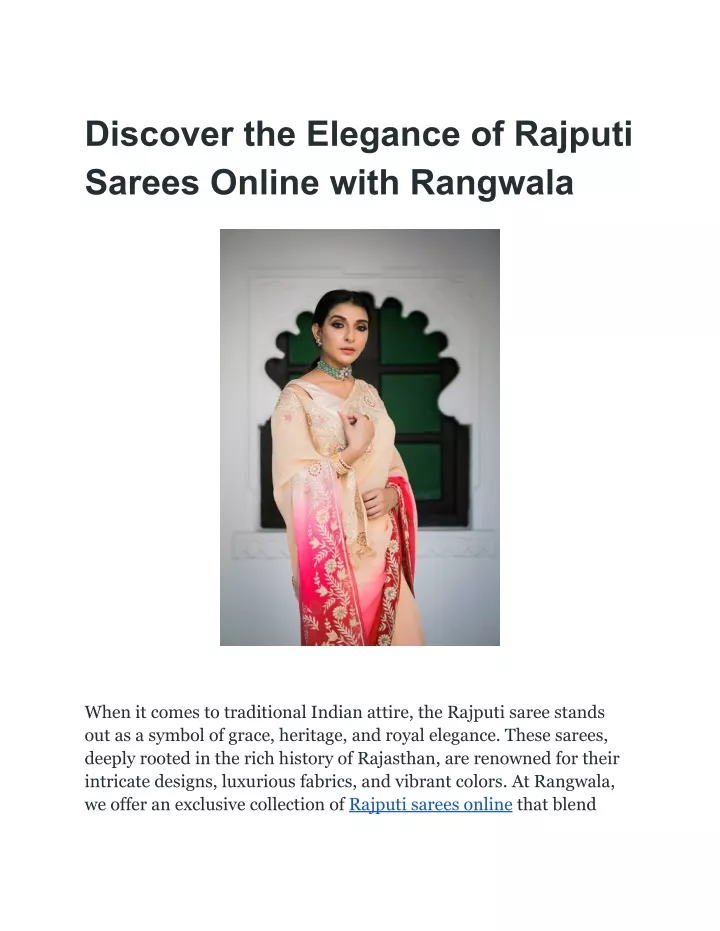 discover the elegance of rajputi sarees online