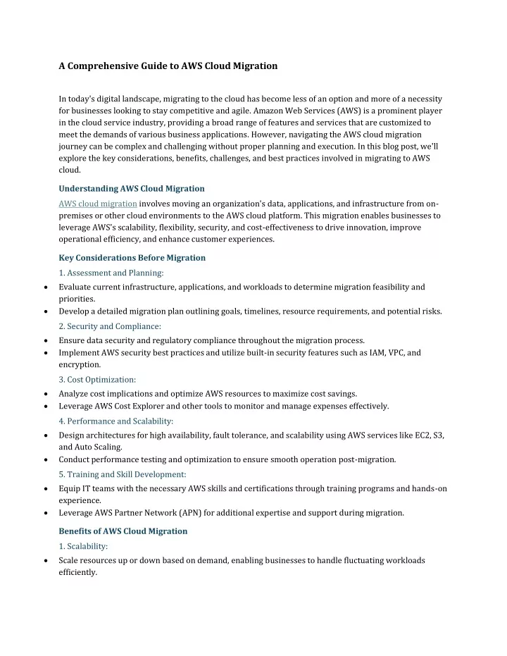 a comprehensive guide to aws cloud migration