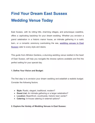 Find Your Dream East Sussex Wedding Venue Today