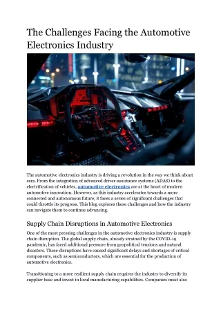 the challenges facing the automotive electronics
