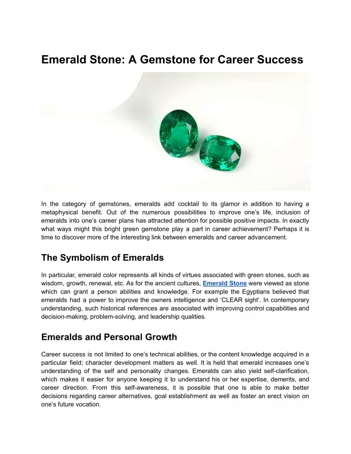 emerald stone a gemstone for career success