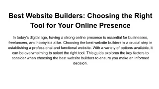Best Website Builders_ Choosing the Right Tool for Your Online Presence