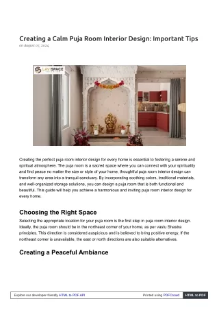 "Pooja Room Interior Design: Crafting Sacred Spaces with Elegance and Serenity"