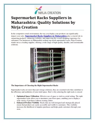 Supermarket Racks Suppliers in Maharashtra: Quality Storage Solutions