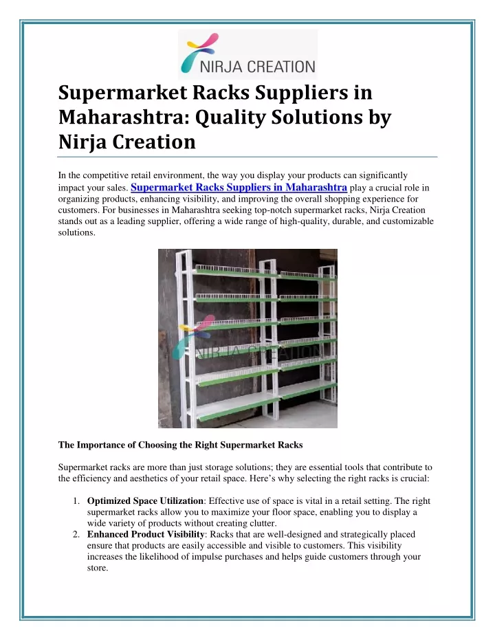 supermarket racks suppliers in maharashtra