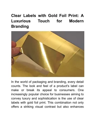 Clear Labels with Gold Foil Print_ A Luxurious Touch for Modern Branding