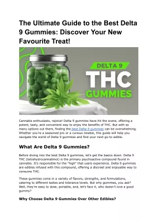 The Ultimate Guide to the Best Delta 9 Gummies_ Discover Your New Favourite Treat