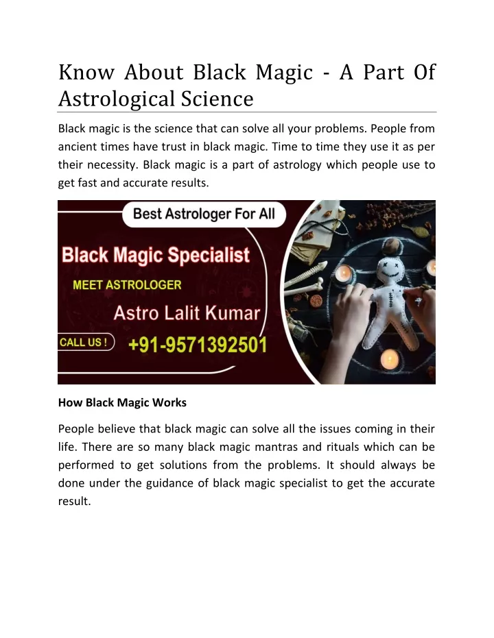 know about black magic a part of astrological