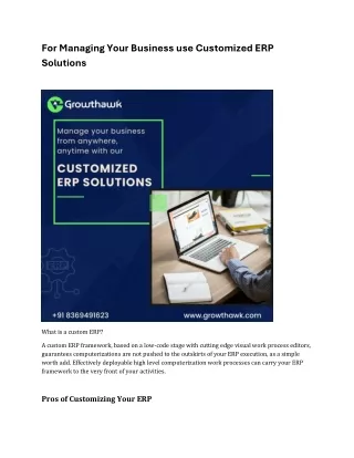 For Managng with Your Business use Customized ERP Solutions