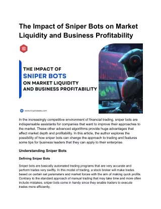 The Impact of Sniper Bots on Market Liquidity and Business Profitability