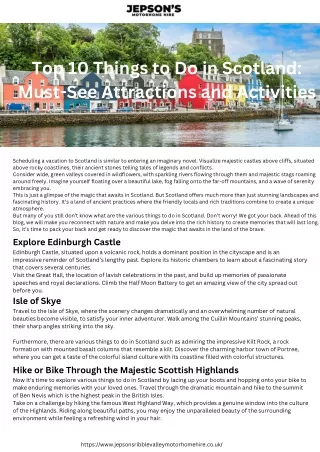 top 10 things to do in scotland must