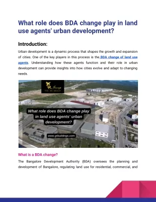 what role does bda change play in land use agents