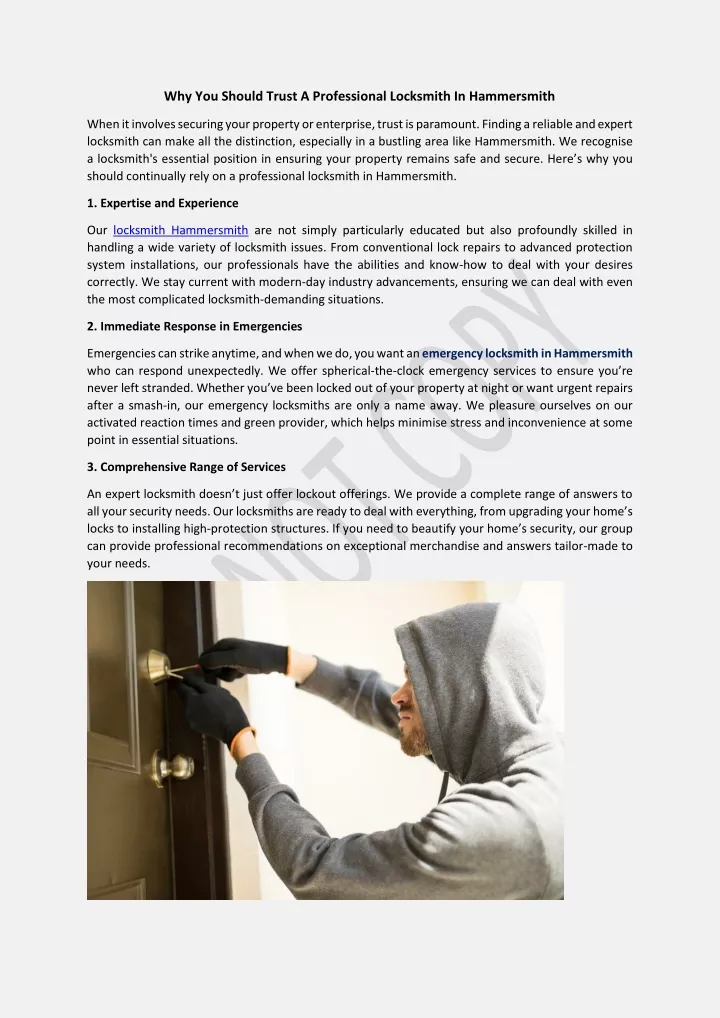 why you should trust a professional locksmith