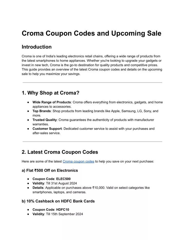 croma coupon codes and upcoming sale