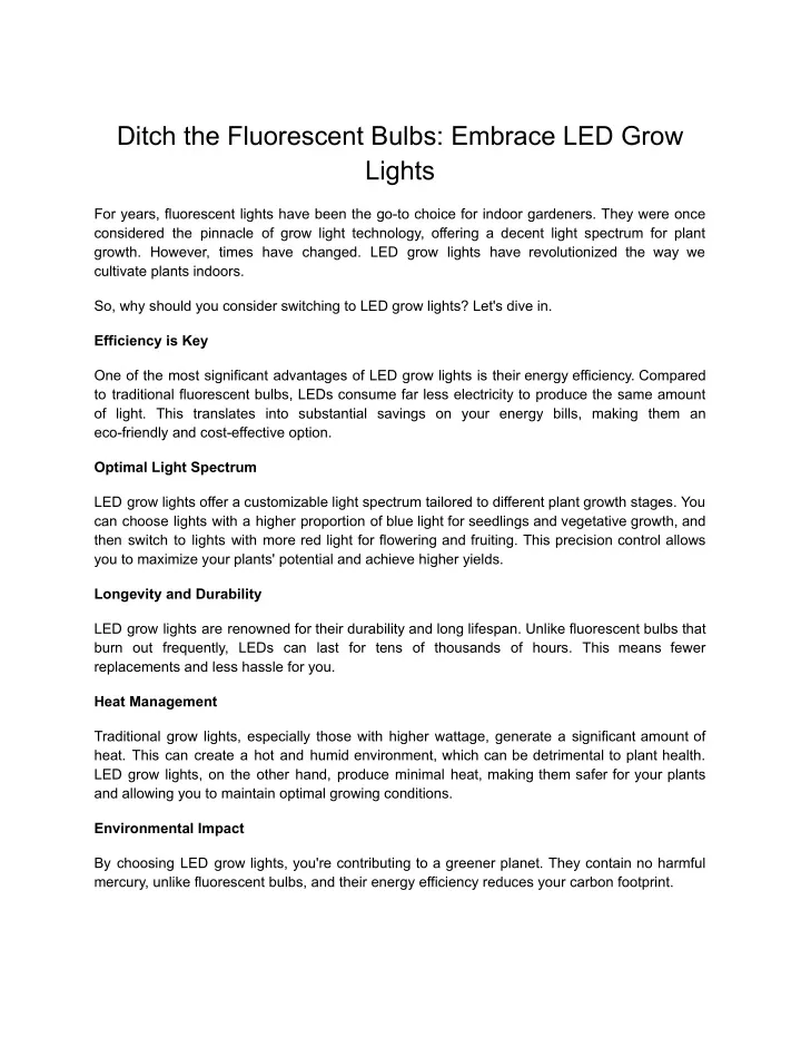 ditch the fluorescent bulbs embrace led grow