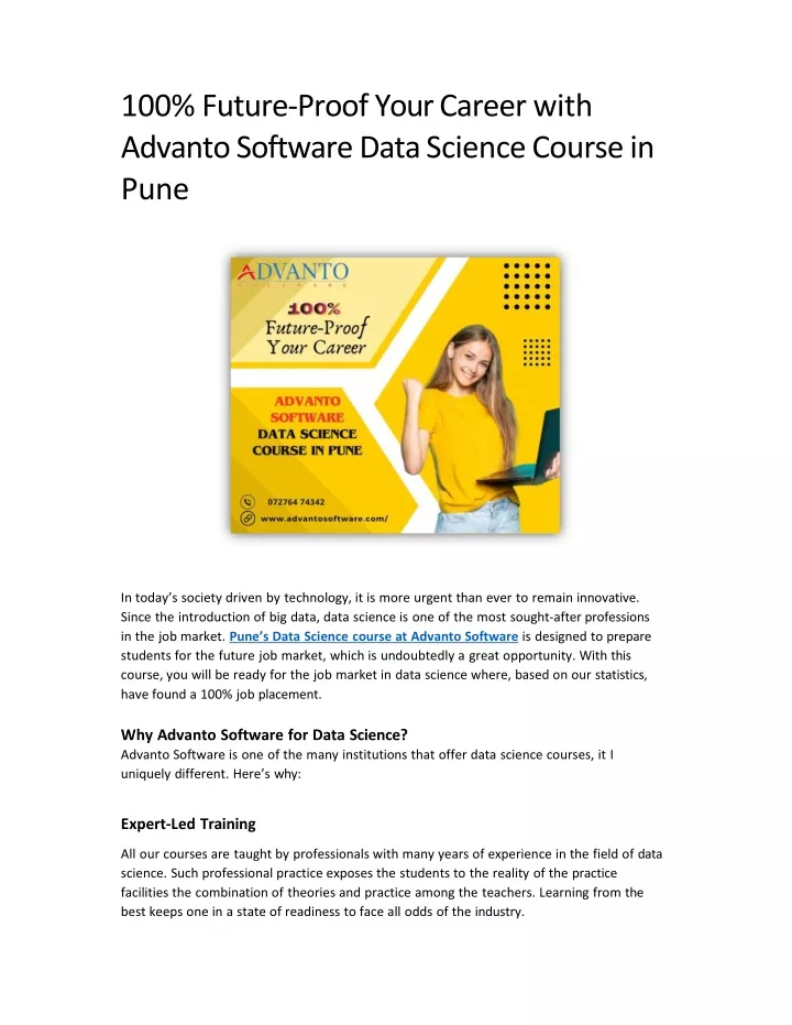 100 future proof your career with advanto software data science course in pune