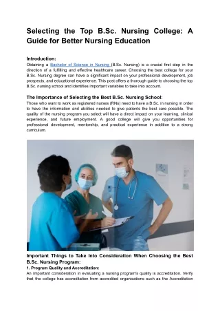 Selecting the Top B.Sc. Nursing College_ A Guide for Better Nursing Education