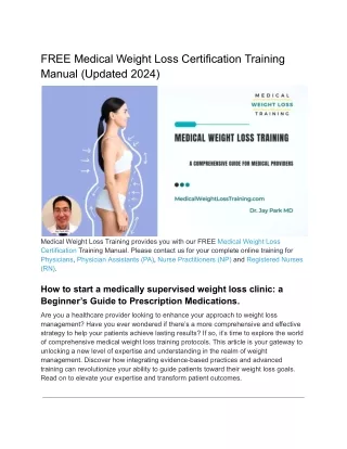 free medical weight loss certification training