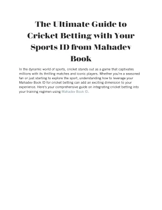 the ultimate guide to cricket betting with your