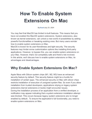 How To Enable System Extensions On Mac