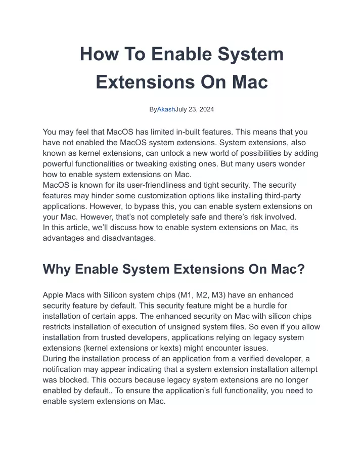 how to enable system extensions on mac