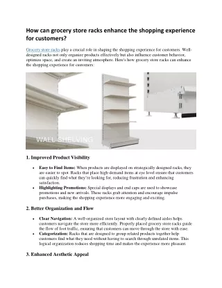 How can grocery store racks enhance the shopping experience for customers?