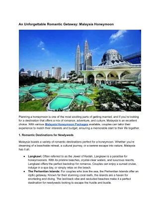 An Unforgettable Romantic Getaway_ Malaysia Honeymoon