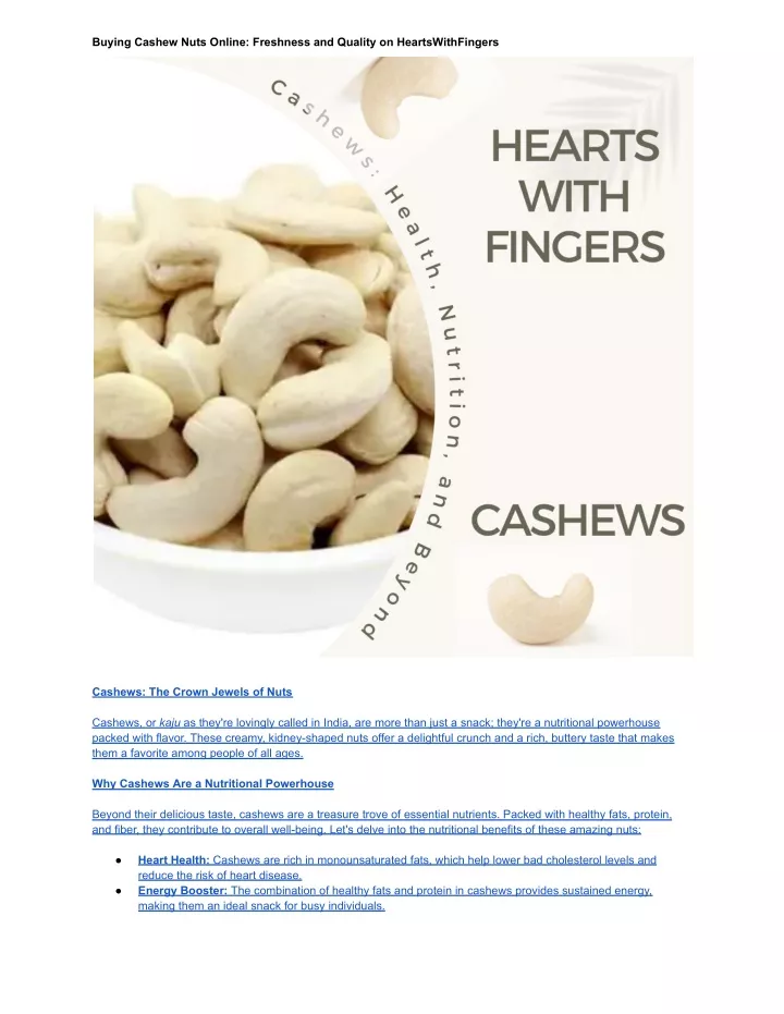 buying cashew nuts online freshness and quality