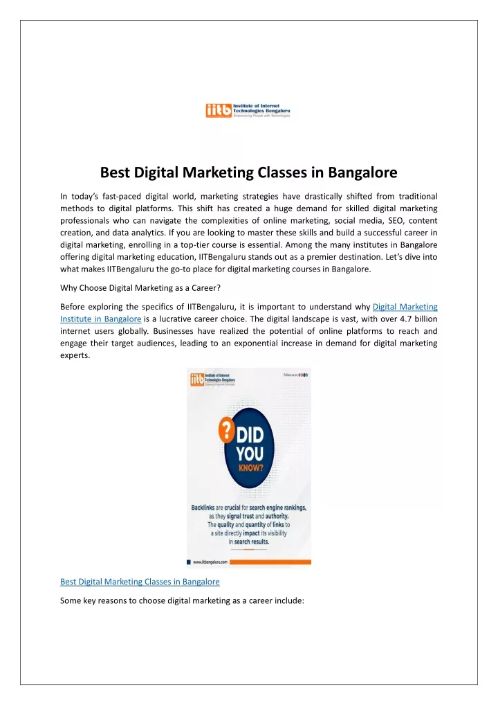 best digital marketing classes in bangalore