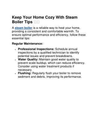 Keep Your Home Cozy With Steam Boiler Tips