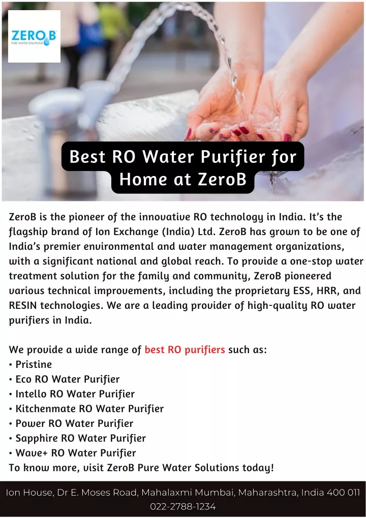 best ro water purifier for home at zerob