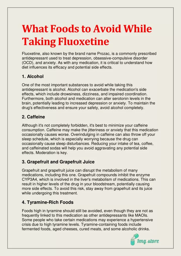 what foods to avoid while taking fluoxetine