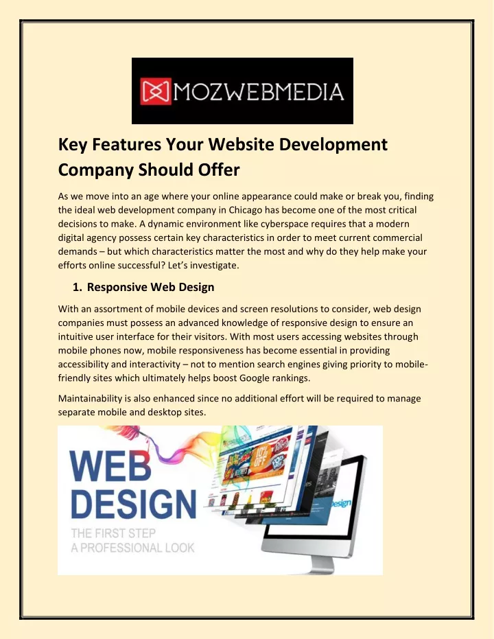 key features your website development company