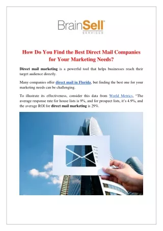 How Do You Find the Best Direct Mail Companies for Your Marketing Needs