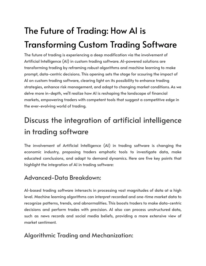 the future of trading how ai is transforming