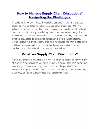 how to manage supply chain disruptions navigating
