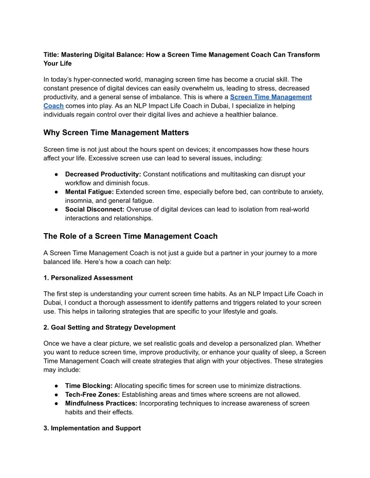 title mastering digital balance how a screen time