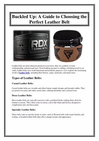 Buckled Up A Guide to Choosing the Perfect Leather Belt