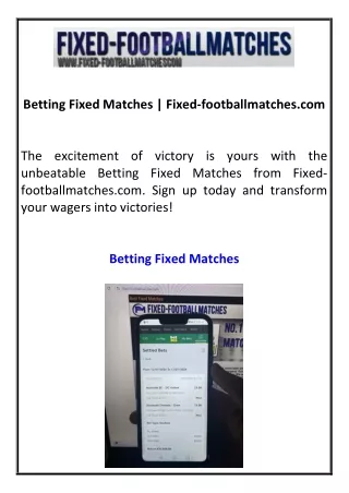 Betting Fixed Matches Fixed-footballmatches.com