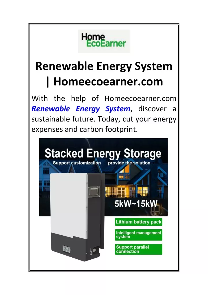 renewable energy system homeecoearner com