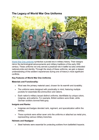 the legacy of world war one uniforms