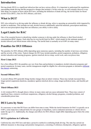 Laws for DUI: What You Need to Know