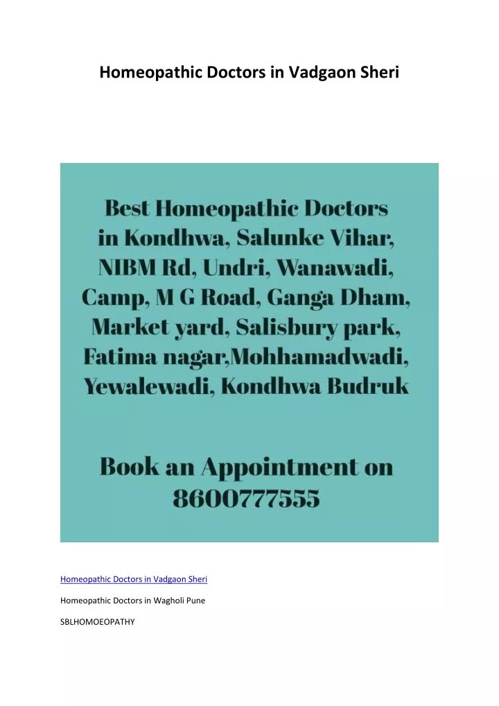 homeopathic doctors in vadgaon sheri