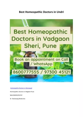 best homeopathic doctors in undri