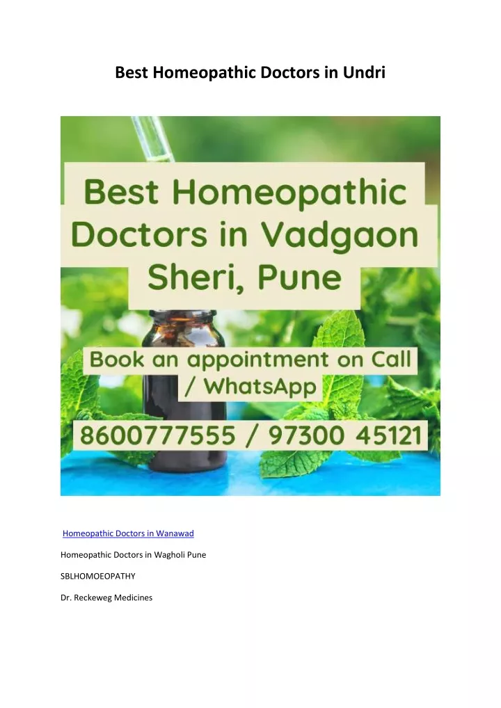 best homeopathic doctors in undri