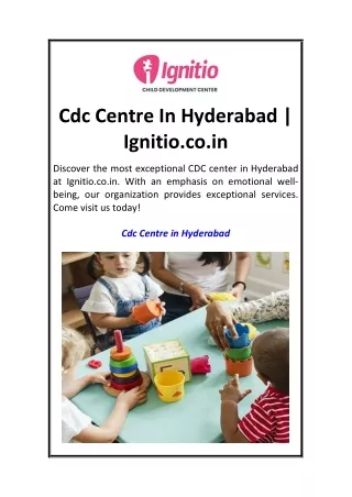 Cdc Centre In Hyderabad  Ignitio.co.in