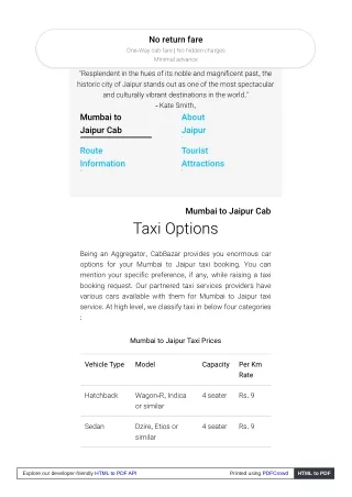 no return fare one way cab fare no hidden charges
