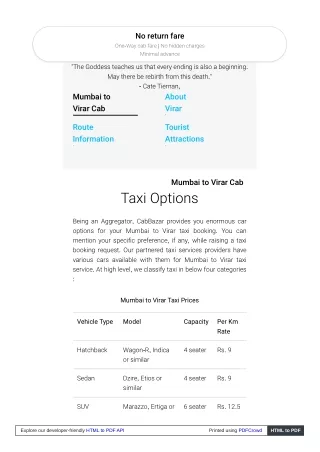 no return fare one way cab fare no hidden charges