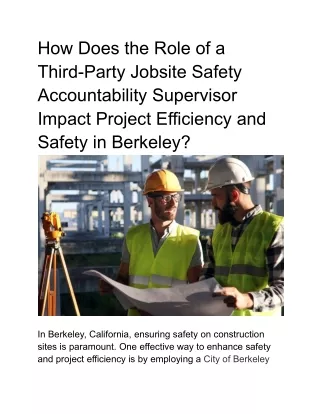 How Does the Role of a Third-Party Jobsite Safety Accountability Supervisor