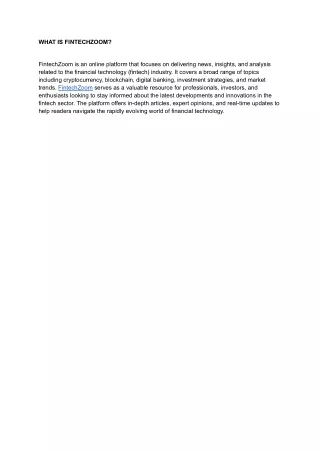 WHAT IS FINTECHZOOM?